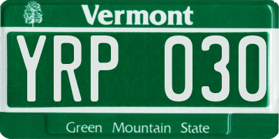 VT license plate YRP030