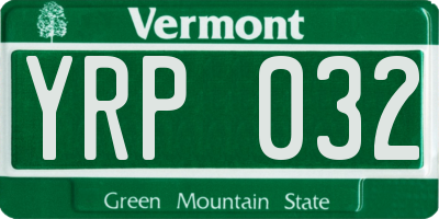 VT license plate YRP032