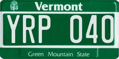 VT license plate YRP040
