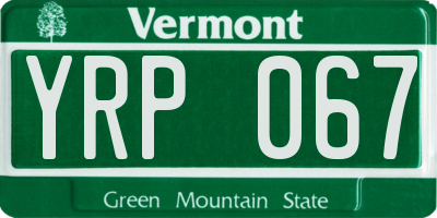 VT license plate YRP067