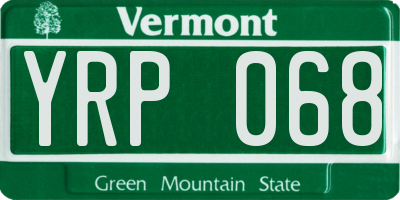 VT license plate YRP068