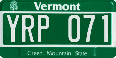 VT license plate YRP071