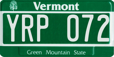 VT license plate YRP072
