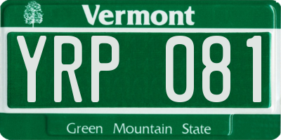 VT license plate YRP081