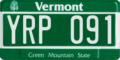 VT license plate YRP091