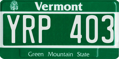 VT license plate YRP403