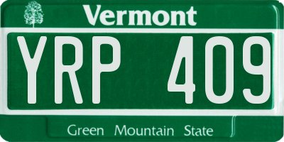 VT license plate YRP409