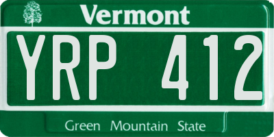 VT license plate YRP412