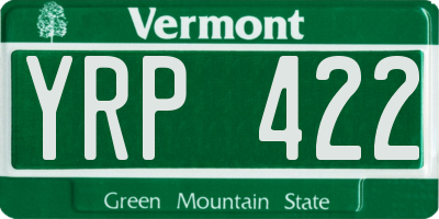 VT license plate YRP422