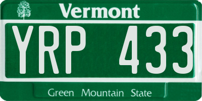 VT license plate YRP433