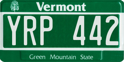VT license plate YRP442