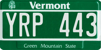VT license plate YRP443