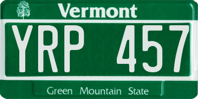 VT license plate YRP457