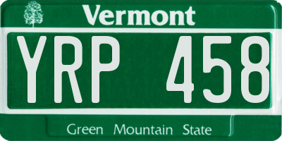 VT license plate YRP458