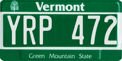 VT license plate YRP472