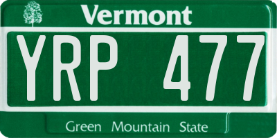VT license plate YRP477