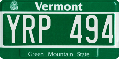 VT license plate YRP494