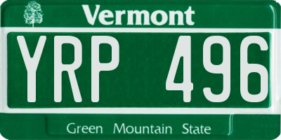 VT license plate YRP496
