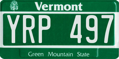 VT license plate YRP497