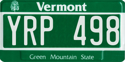 VT license plate YRP498
