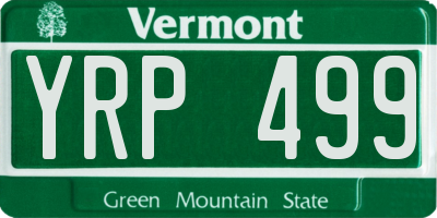 VT license plate YRP499
