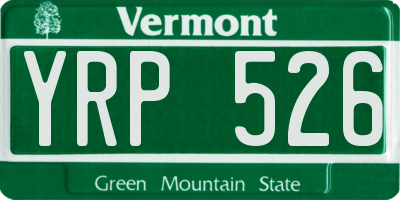 VT license plate YRP526