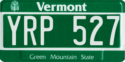 VT license plate YRP527