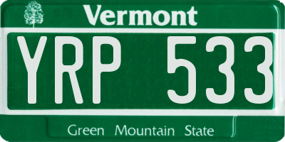 VT license plate YRP533