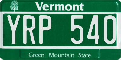 VT license plate YRP540