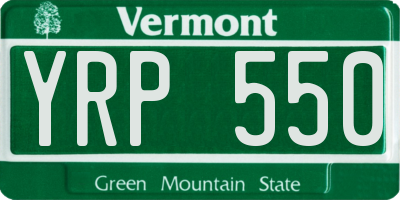 VT license plate YRP550