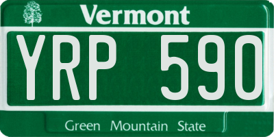 VT license plate YRP590