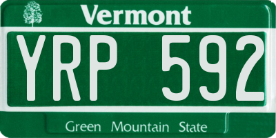 VT license plate YRP592