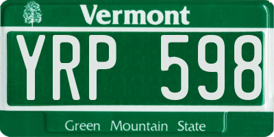 VT license plate YRP598