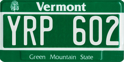 VT license plate YRP602
