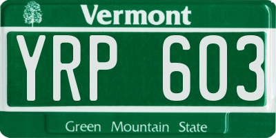 VT license plate YRP603