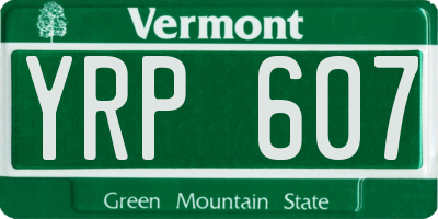 VT license plate YRP607
