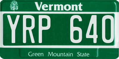 VT license plate YRP640