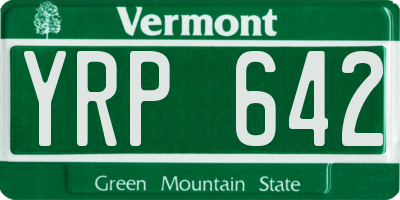 VT license plate YRP642