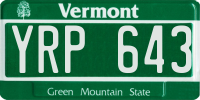 VT license plate YRP643