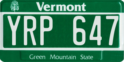 VT license plate YRP647
