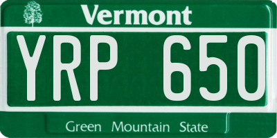 VT license plate YRP650