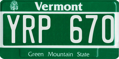 VT license plate YRP670