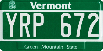 VT license plate YRP672
