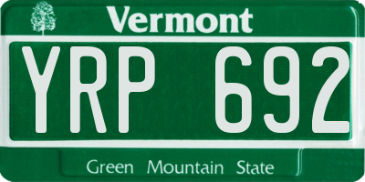 VT license plate YRP692