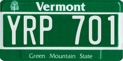VT license plate YRP701