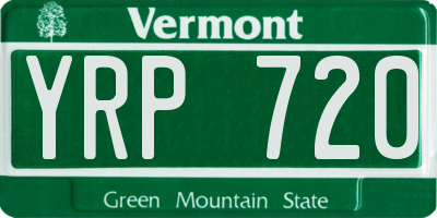 VT license plate YRP720