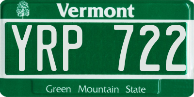 VT license plate YRP722