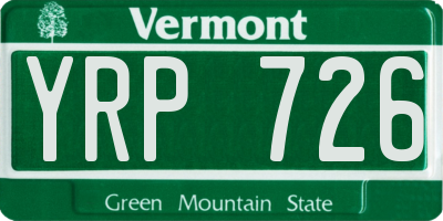 VT license plate YRP726