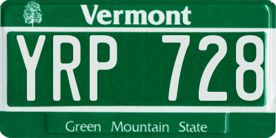 VT license plate YRP728