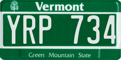 VT license plate YRP734